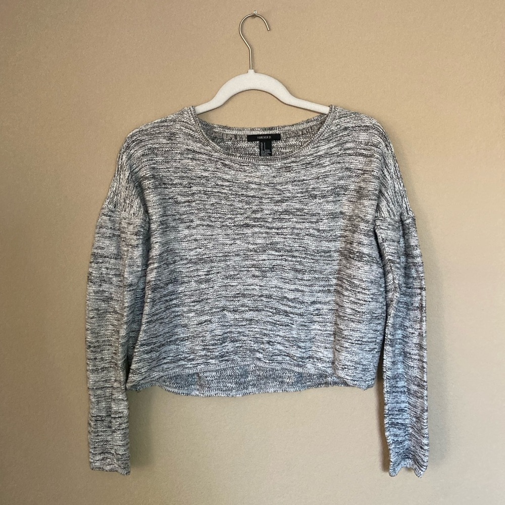 Forever 21 Cropped Grey Sweater (Size S)